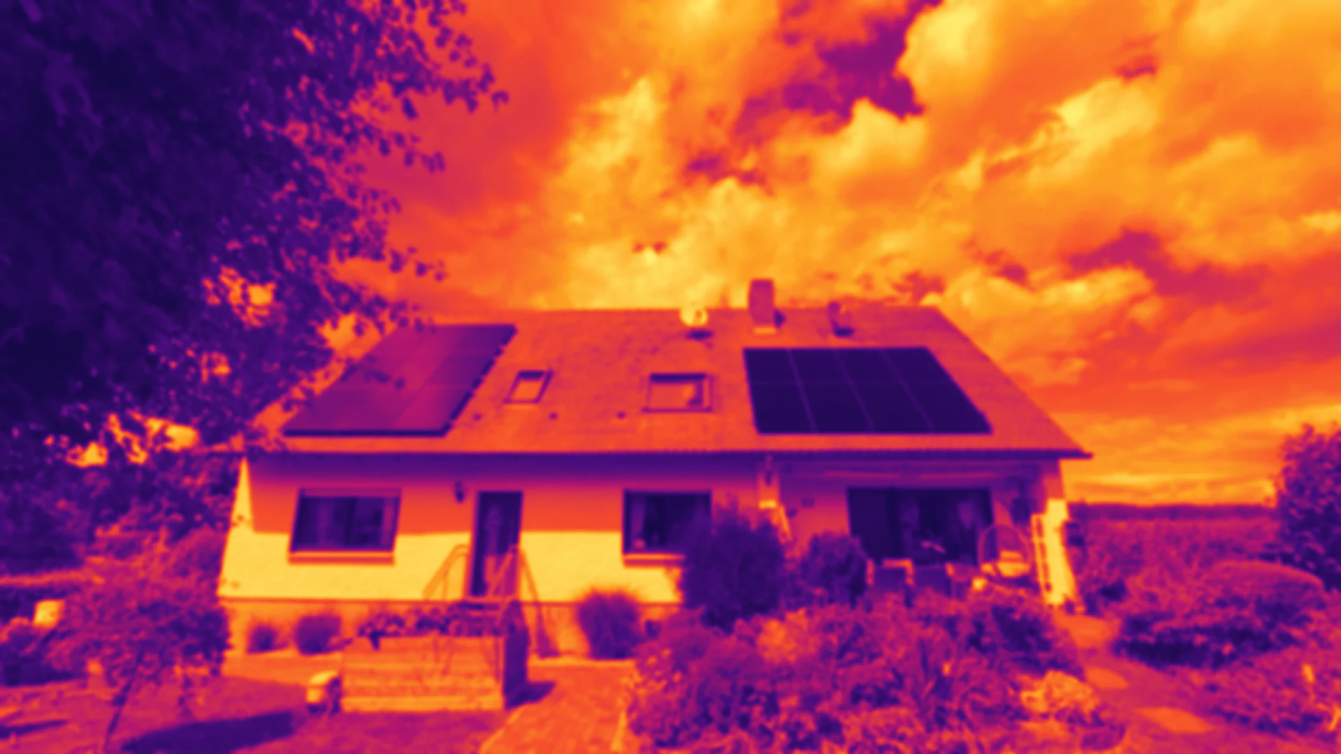 Beispielhafte Thermografie-Visualisierung desselben Hauses