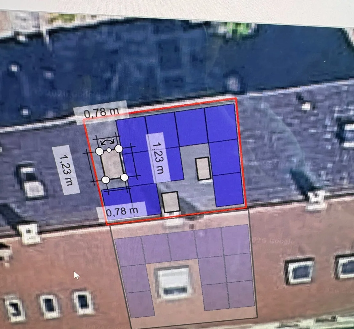Planungsansicht mit Maßangaben