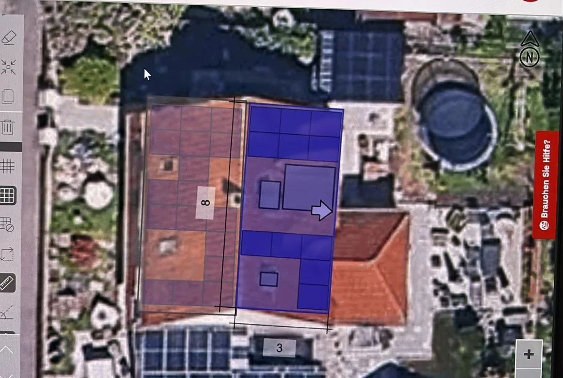Originale Planungsansicht einer PV-Modulbelegung